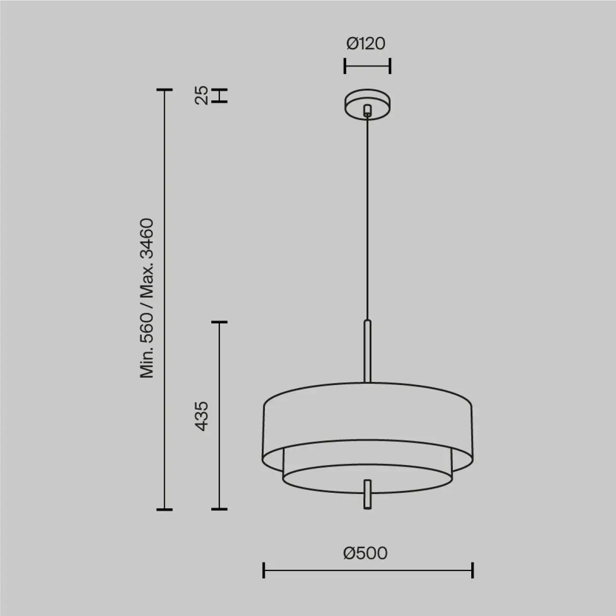Suspension abat-jour en tissu blanc de 50 cm, cinq lumières