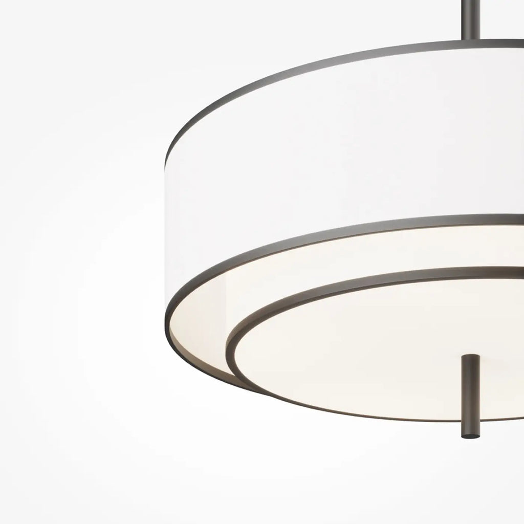 Suspension abat-jour en tissu blanc de 50 cm, cinq lumières