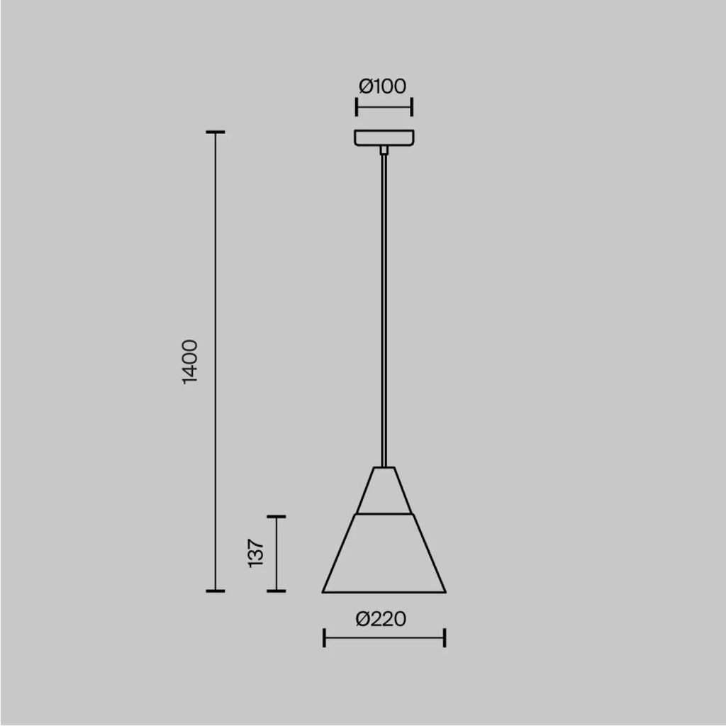 Suspension conique scandinave en métal et bois de hêtre