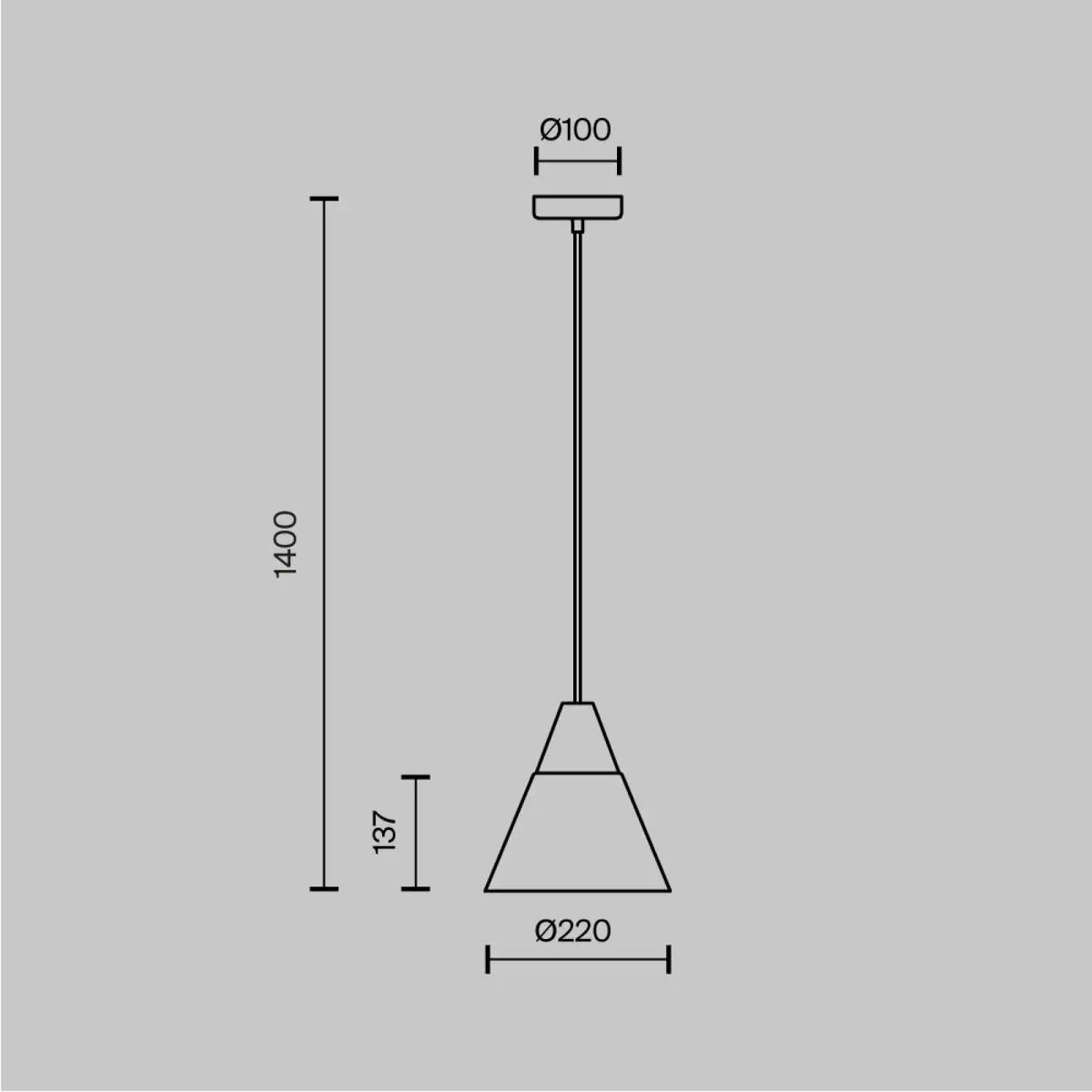 Suspension conique scandinave en métal et bois de hêtre