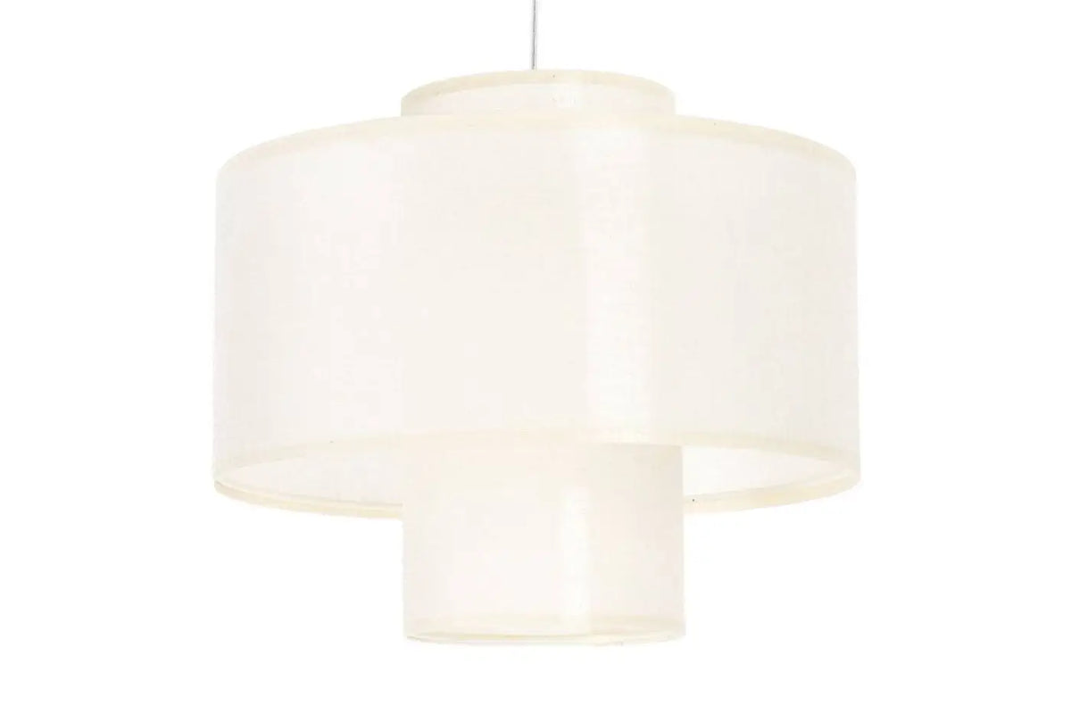 Suspension à double abat-jour en tissu blanc crème