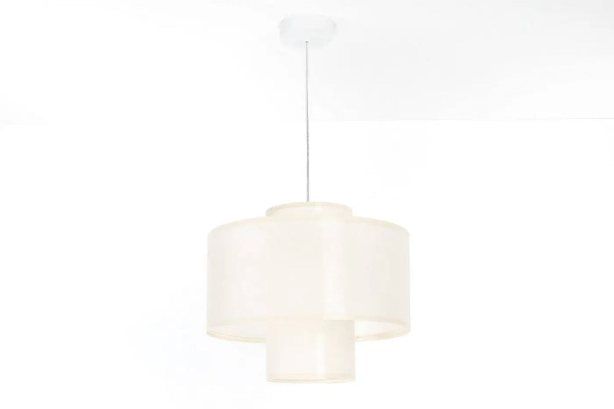 Suspension à double abat-jour en tissu blanc crème