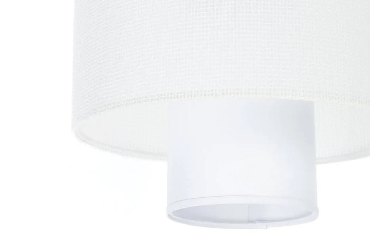 Suspension en tissu blanc à deux abat-jour superposés
