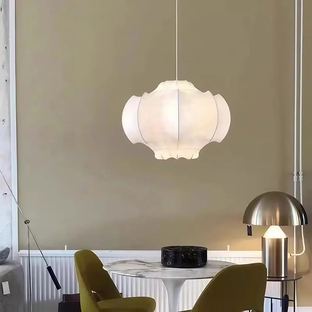 Suspension blanche aux courbes organiques, quatre tailles