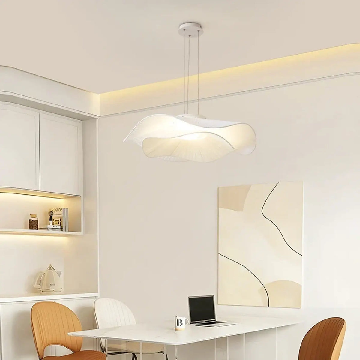 Suspension blanche ondulée au design organique, tailles S, M, L