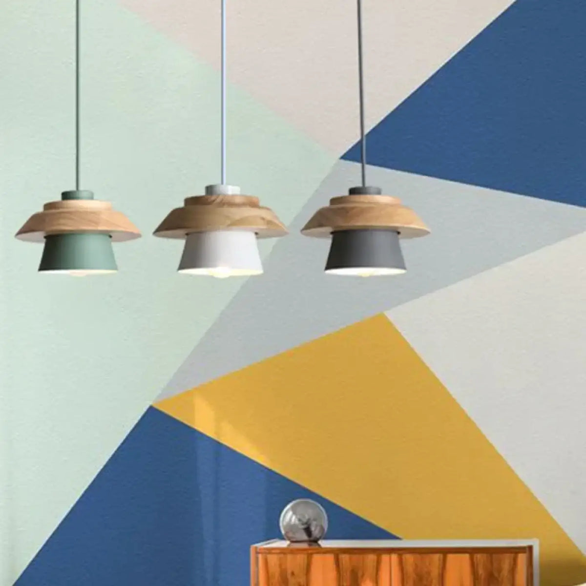 Suspension scandinave en bois et couleur, cinq coloris