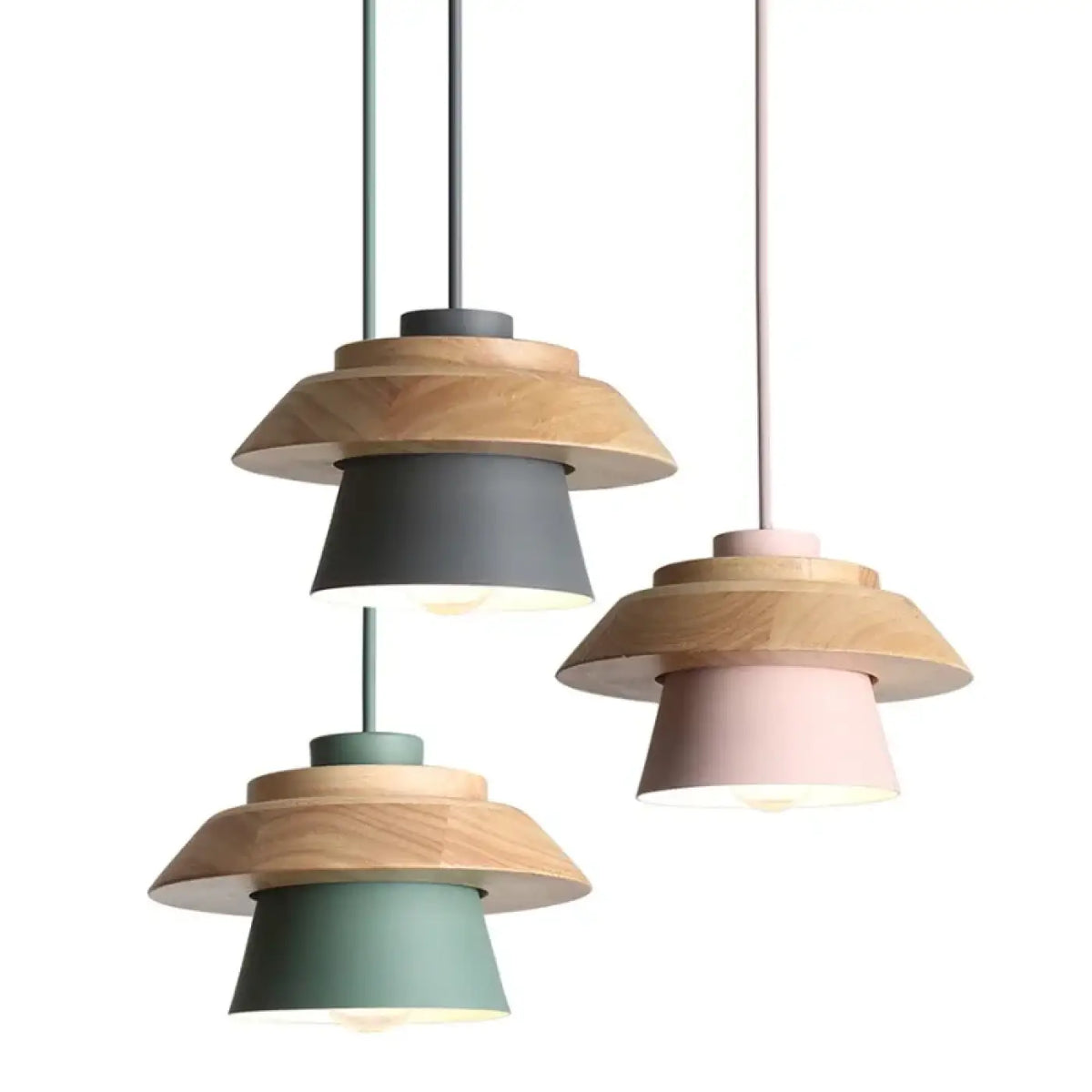 Suspension scandinave en bois et couleur, cinq coloris
