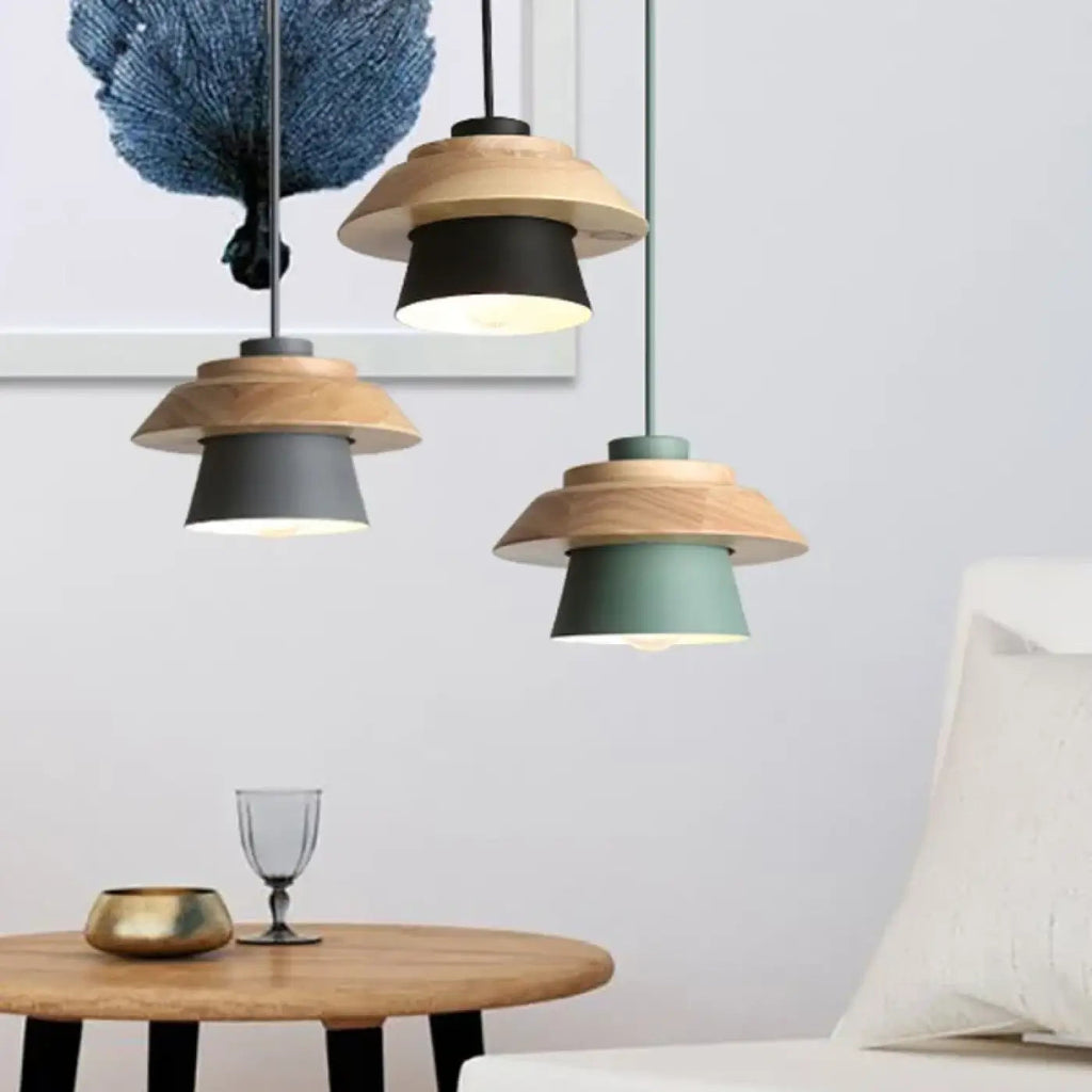 Suspension scandinave en bois et couleur, cinq coloris