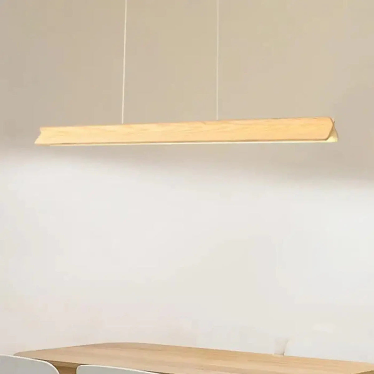 Suspension LED linéaire en bois, marron ou beige, tailles S à XL, beige
