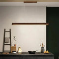 Suspension LED linéaire en bois, marron ou beige, tailles S à XL, marron