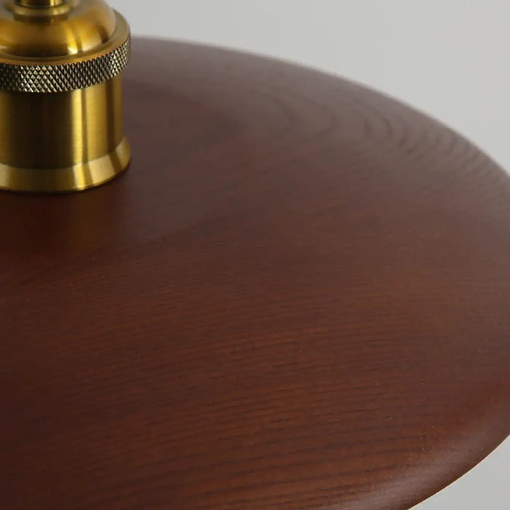 Suspension en bois naturel à abat-jour rond, beige ou marron