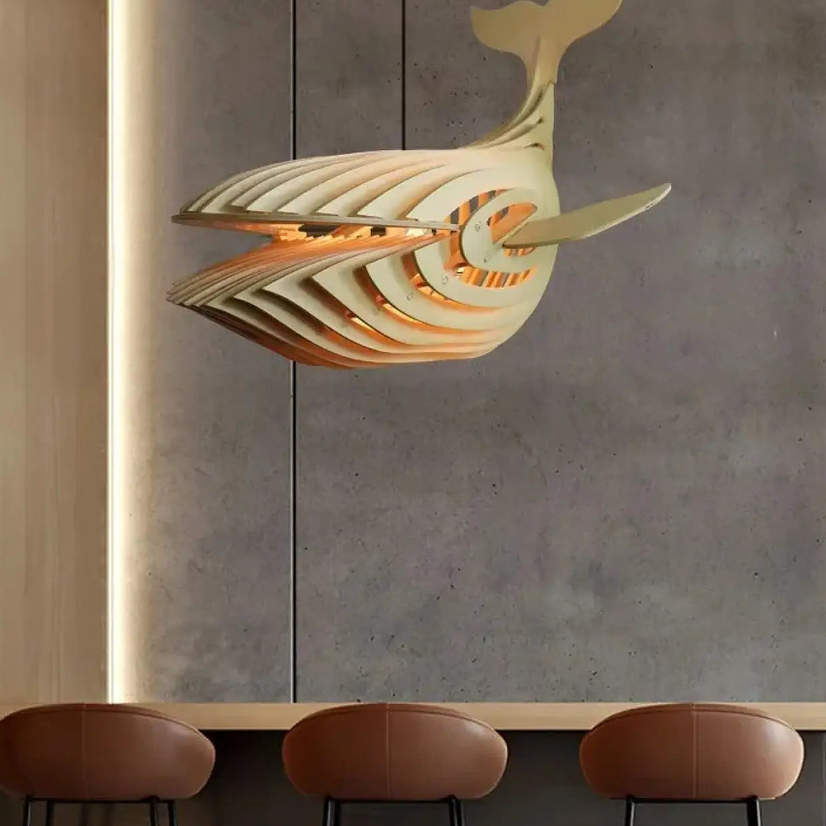Suspension baleine en bois naturel, tailles S, M et L