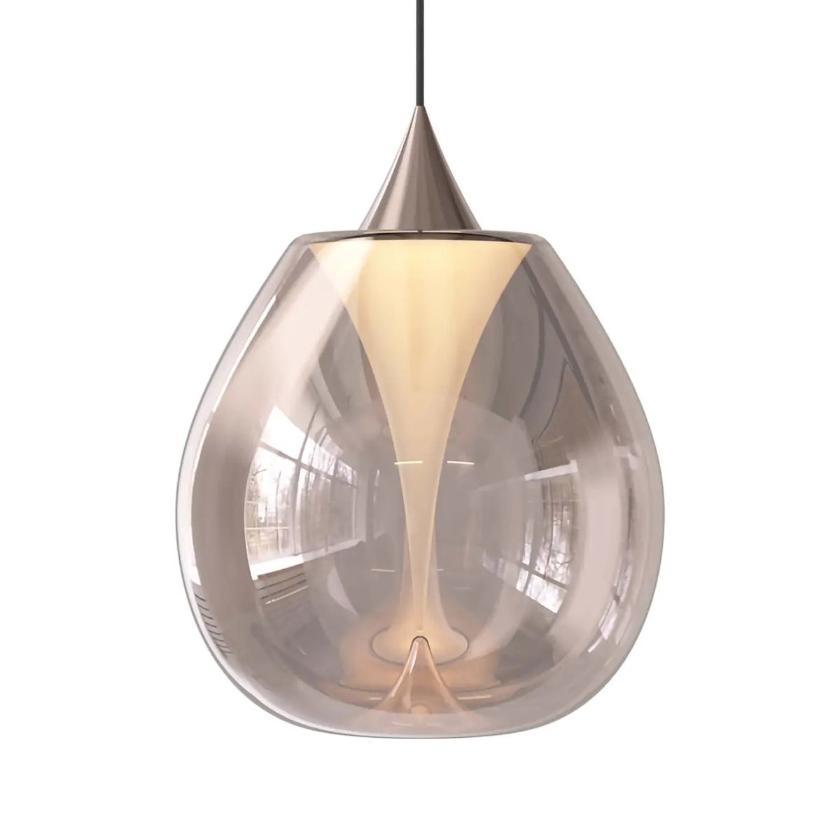 Suspension double disque en verre soufflé, 4 tailles, G9, rose