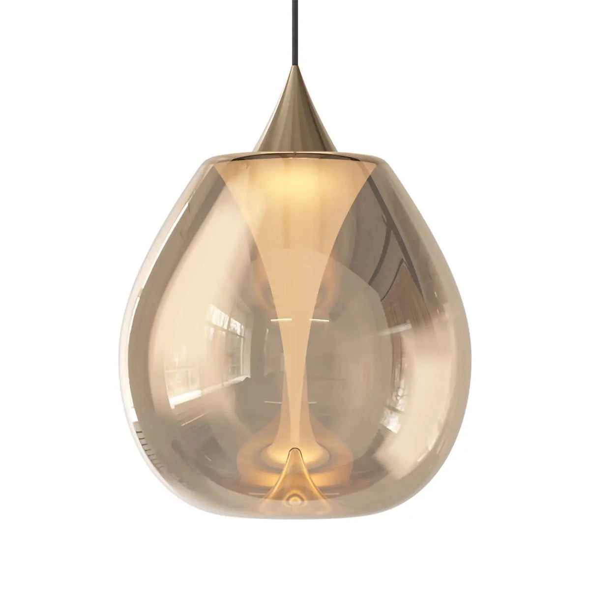 Suspension double disque en verre soufflé, 4 tailles, G9, doré