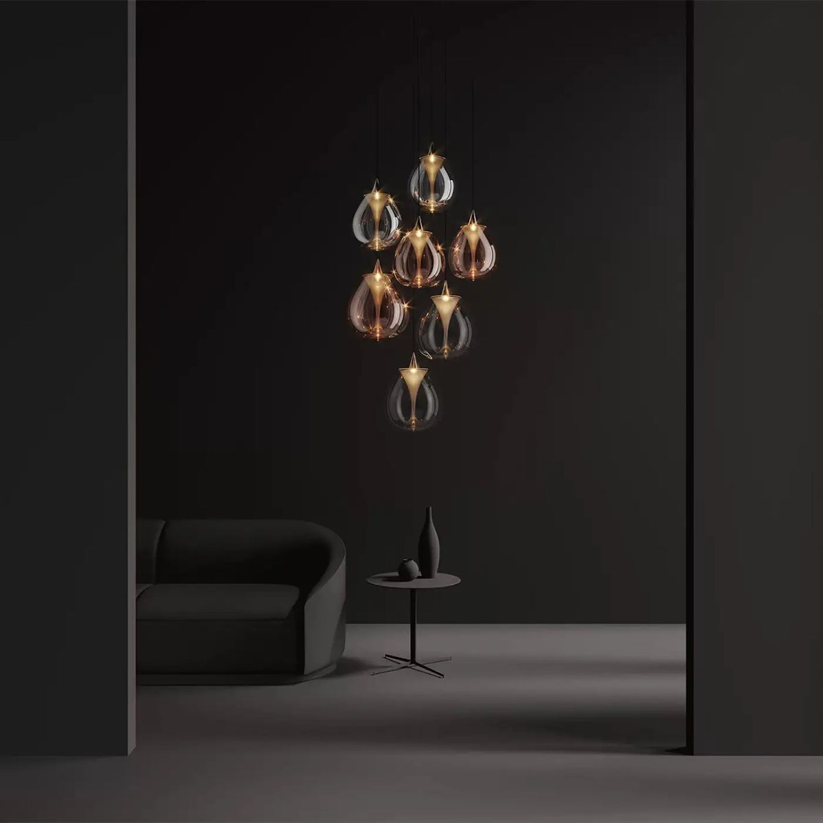 Suspension double disque en verre soufflé, 4 tailles, G9