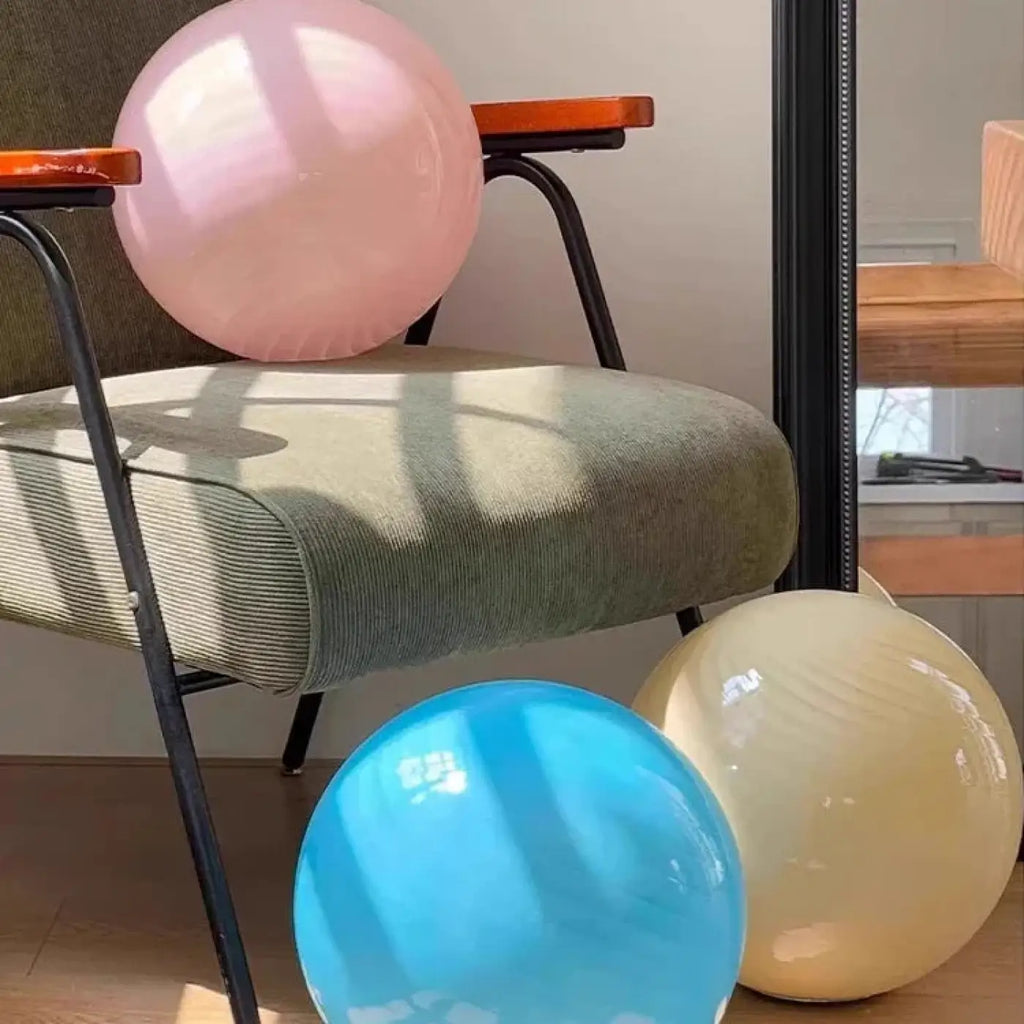 Suspension boule en verre, bleu, beige ou rose, tailles S et M