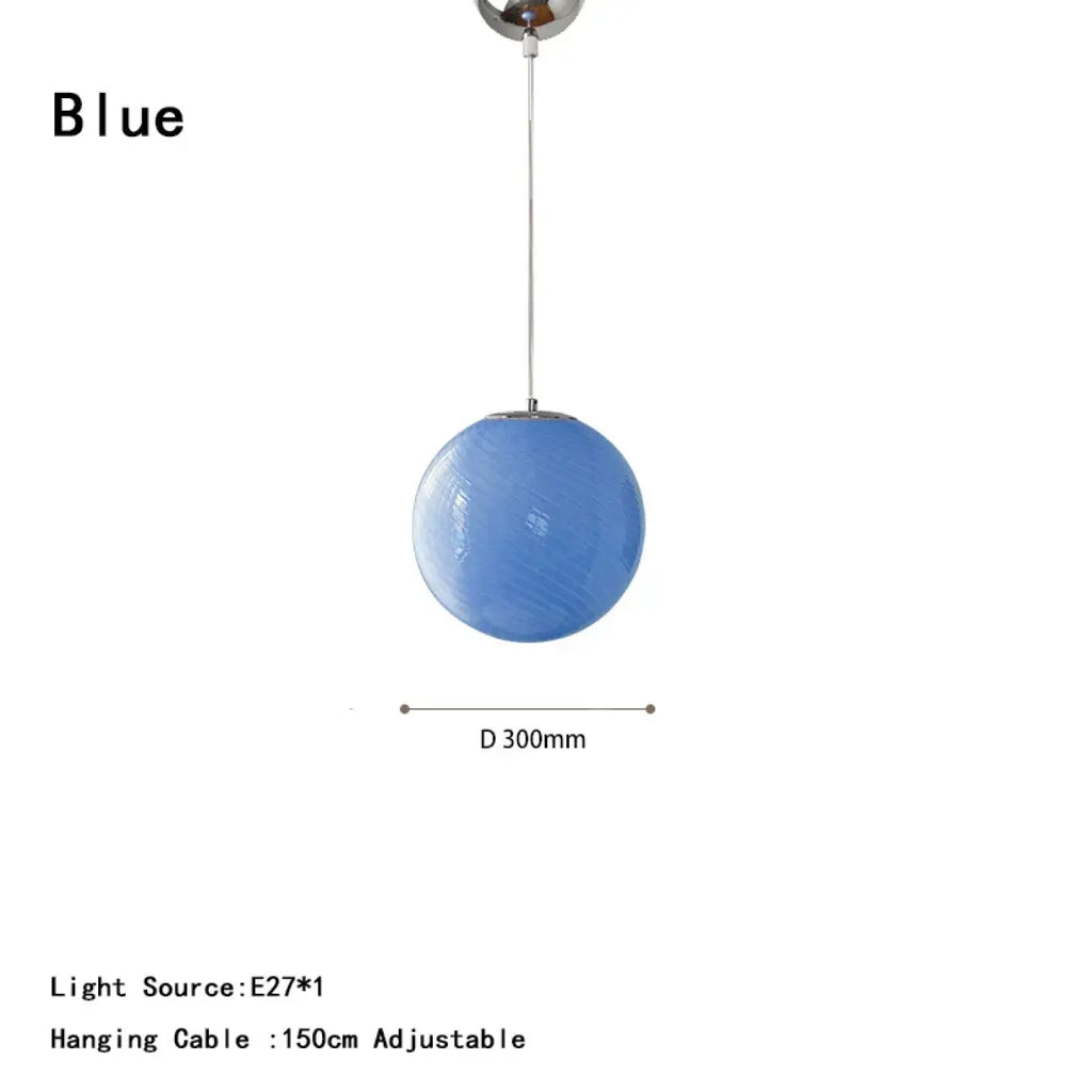 Suspension boule en verre, bleu, beige ou rose, tailles S et M