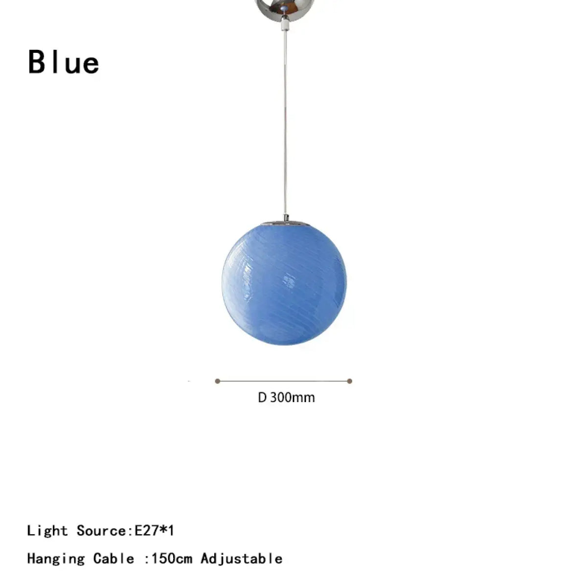 Suspension boule en verre, bleu, beige ou rose, tailles S et M