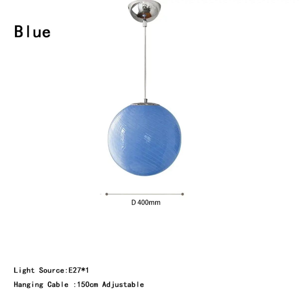Suspension boule en verre, bleu, beige ou rose, tailles S et M