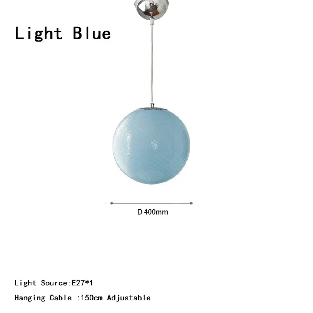 Suspension boule en verre, bleu, beige ou rose, tailles S et M