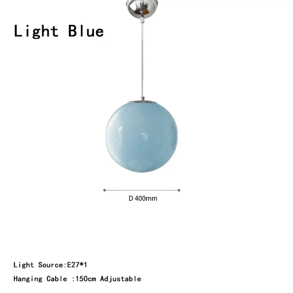 Suspension boule en verre, bleu, beige ou rose, tailles S et M