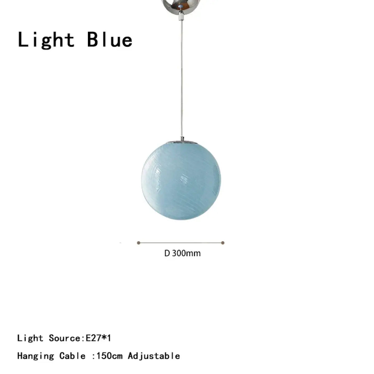 Suspension boule en verre, bleu, beige ou rose, tailles S et M