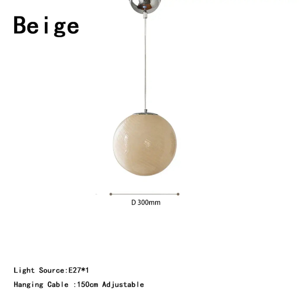 Suspension boule en verre, bleu, beige ou rose, tailles S et M