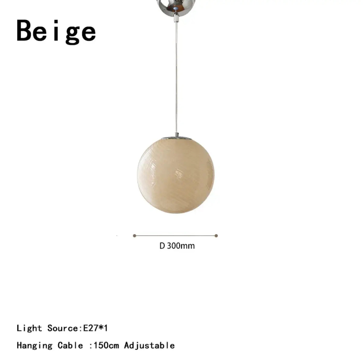 Suspension boule en verre, bleu, beige ou rose, tailles S et M