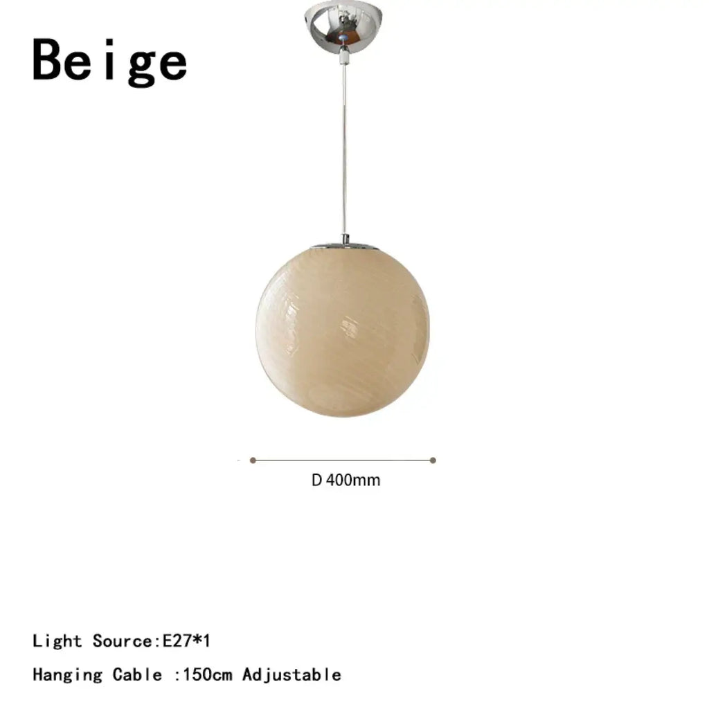 Suspension boule en verre, bleu, beige ou rose, tailles S et M