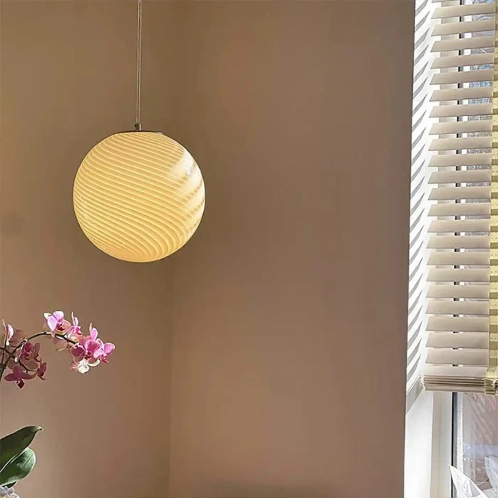 Suspension boule en verre, bleu, beige ou rose, tailles S et M