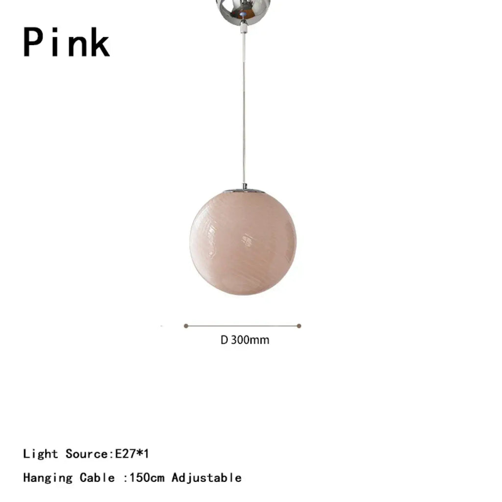 Suspension boule en verre, bleu, beige ou rose, tailles S et M