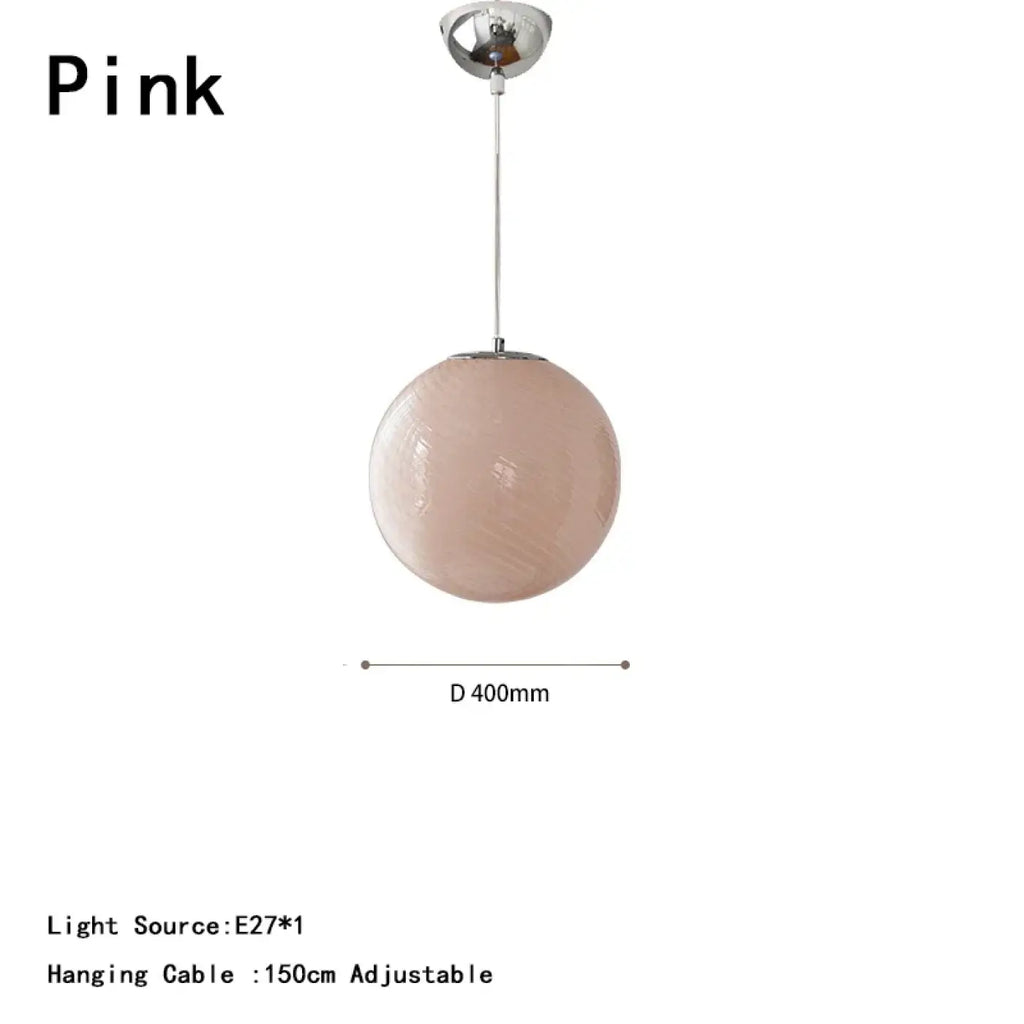 Suspension boule en verre, bleu, beige ou rose, tailles S et M
