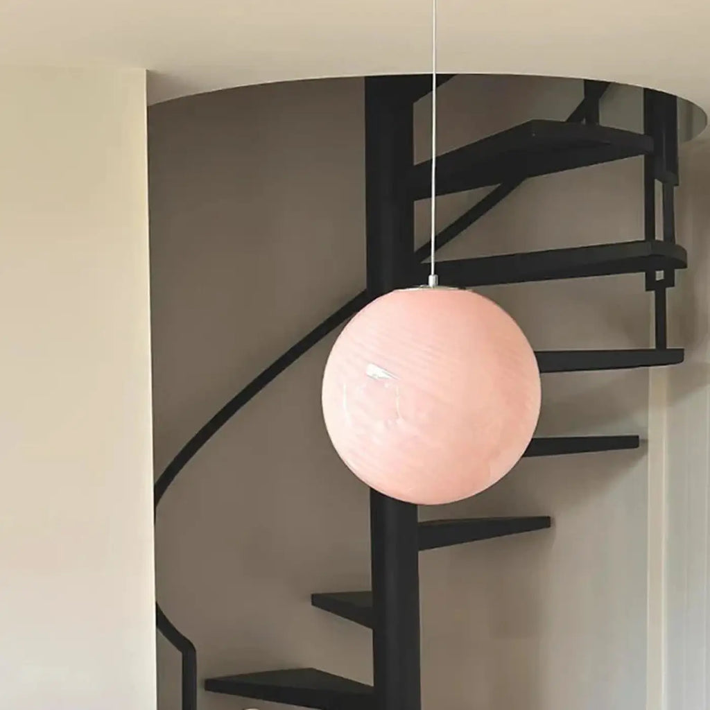 Suspension boule en verre, bleu, beige ou rose, tailles S et M