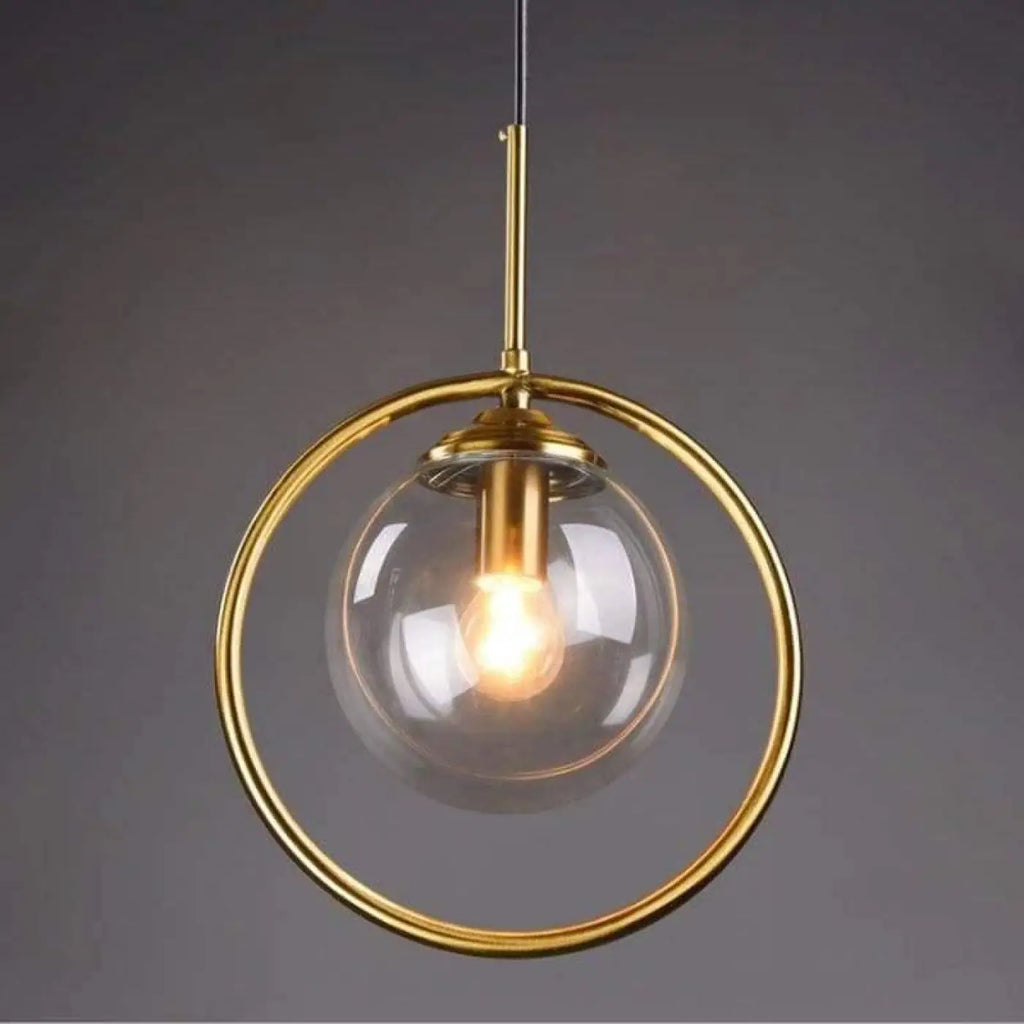 Suspension boule en verre fumé, lumière filtrée