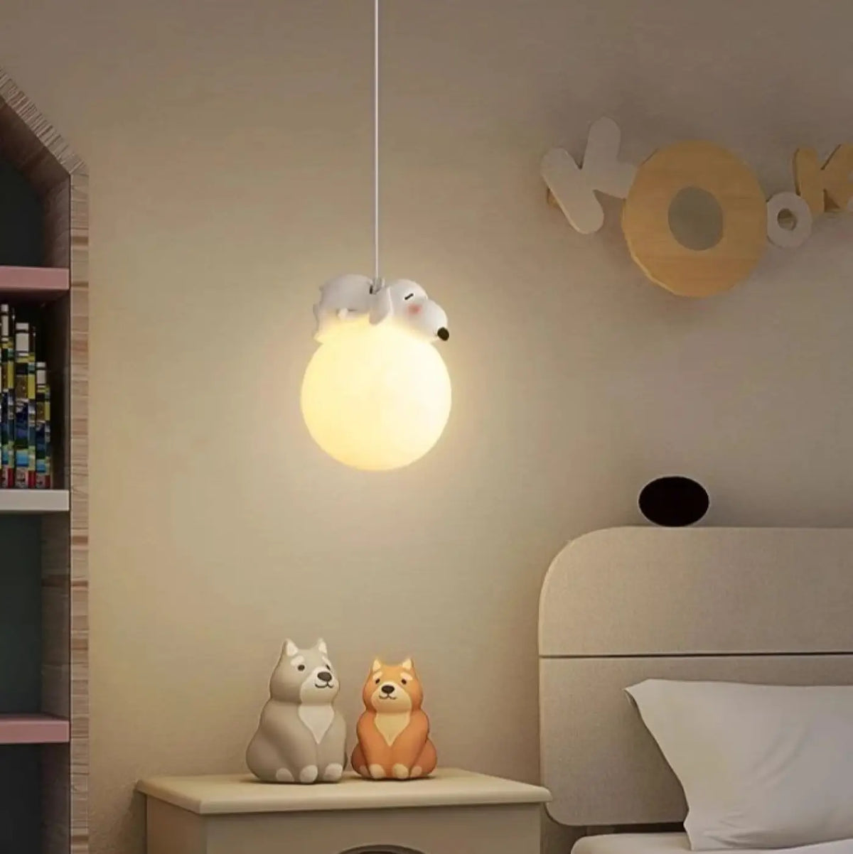 Suspension boules LED à motif animal pour chambre d'enfant