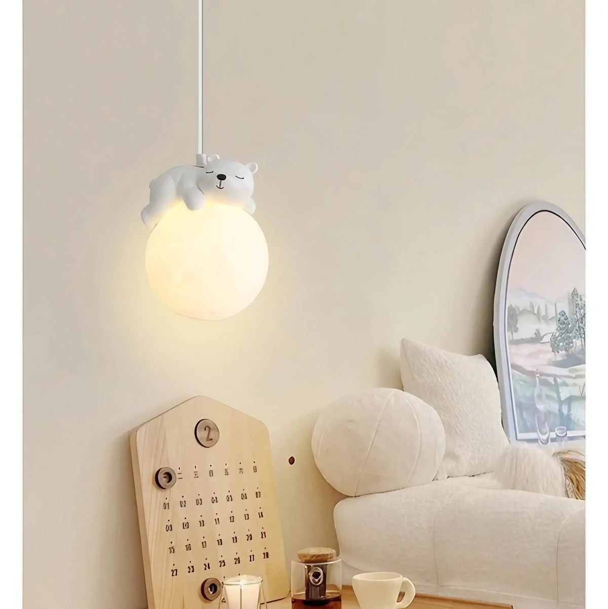 Suspension boules LED à motif animal pour chambre d'enfant