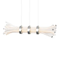 Suspension linéaire en tubes de cristal assemblés en fagot, LED, argenté