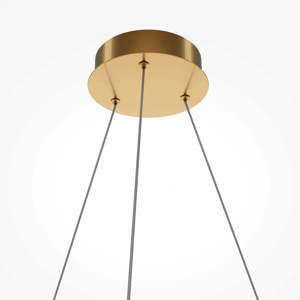 Suspension LED anneau finition laiton et acrylique texturé, 60 cm
