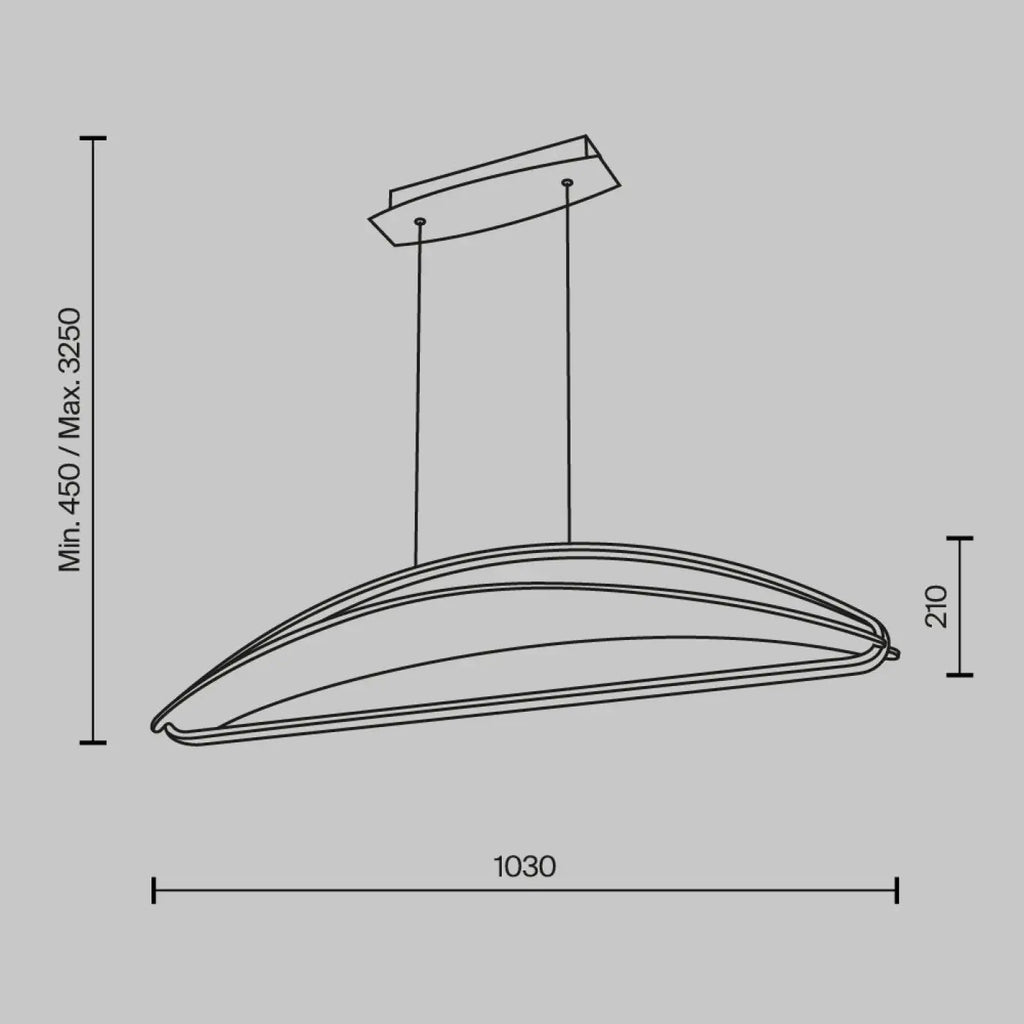 Suspension LED linéaire finition laiton et acrylique, 103 cm