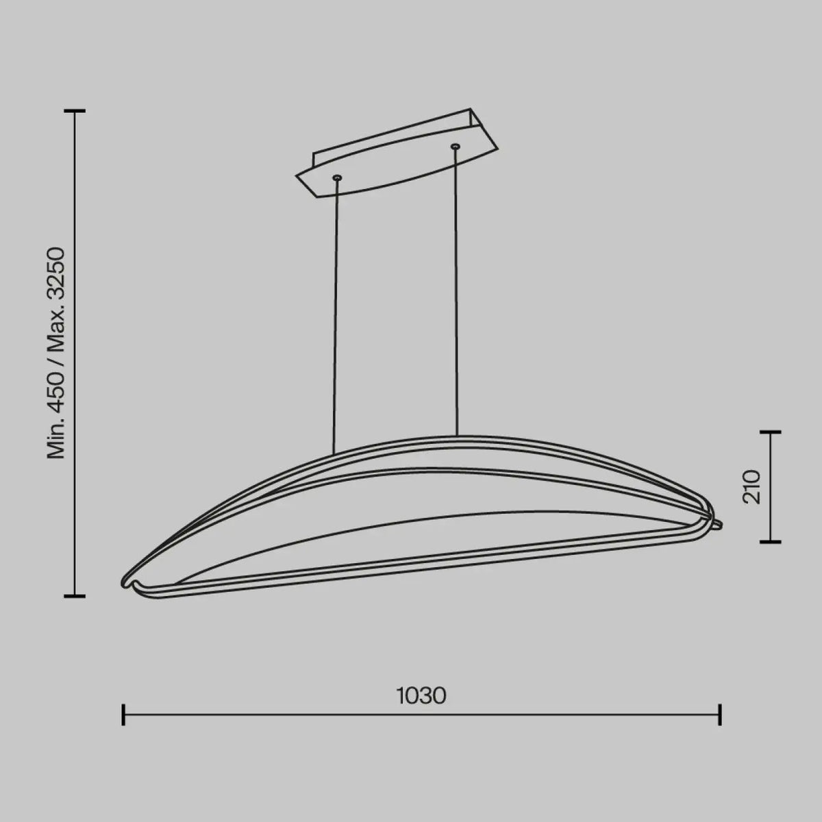 Suspension LED linéaire finition laiton et acrylique, 103 cm