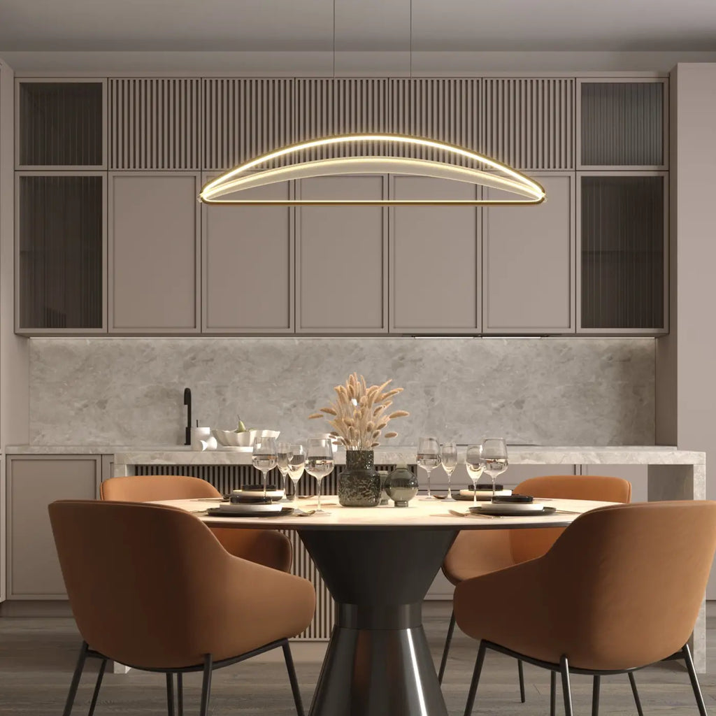 Suspension LED linéaire finition laiton et acrylique, 103 cm