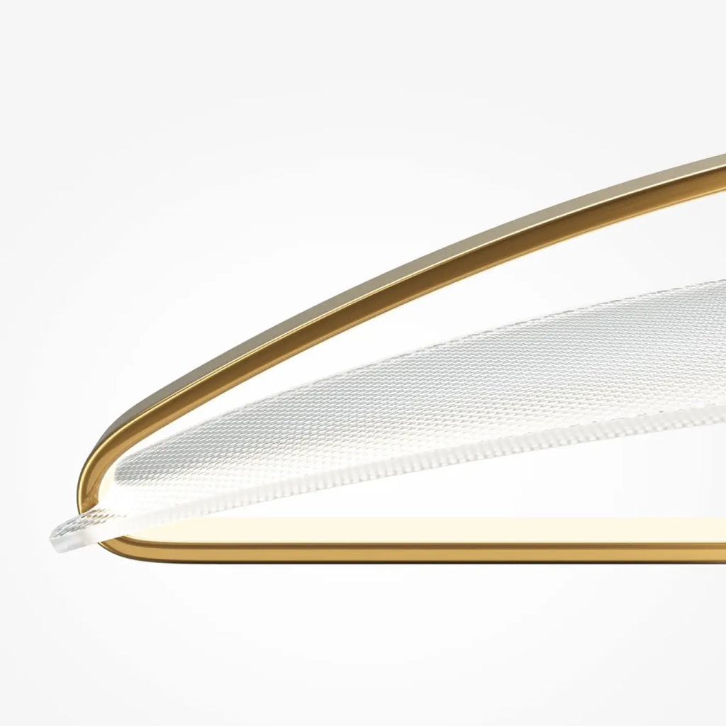 Suspension LED linéaire finition laiton et acrylique, 103 cm