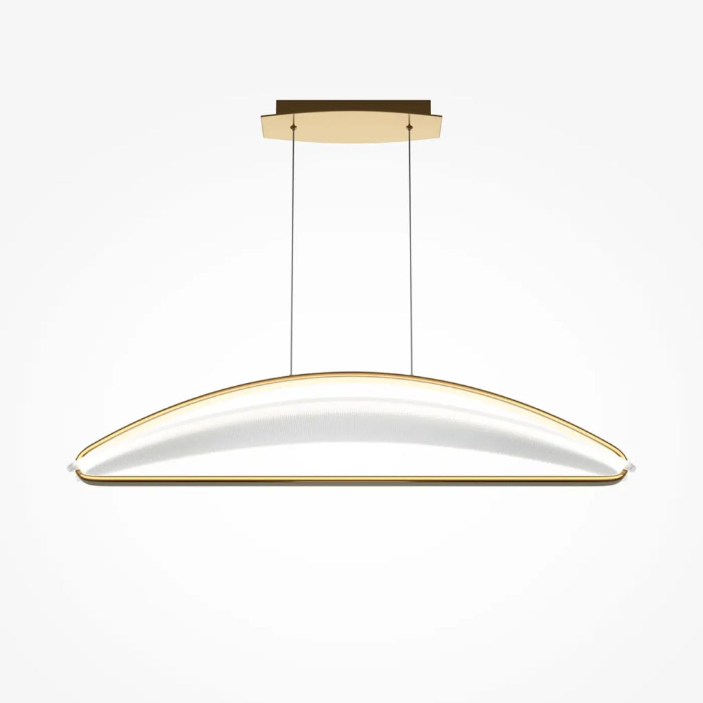 Suspension LED linéaire finition laiton et acrylique, 103 cm