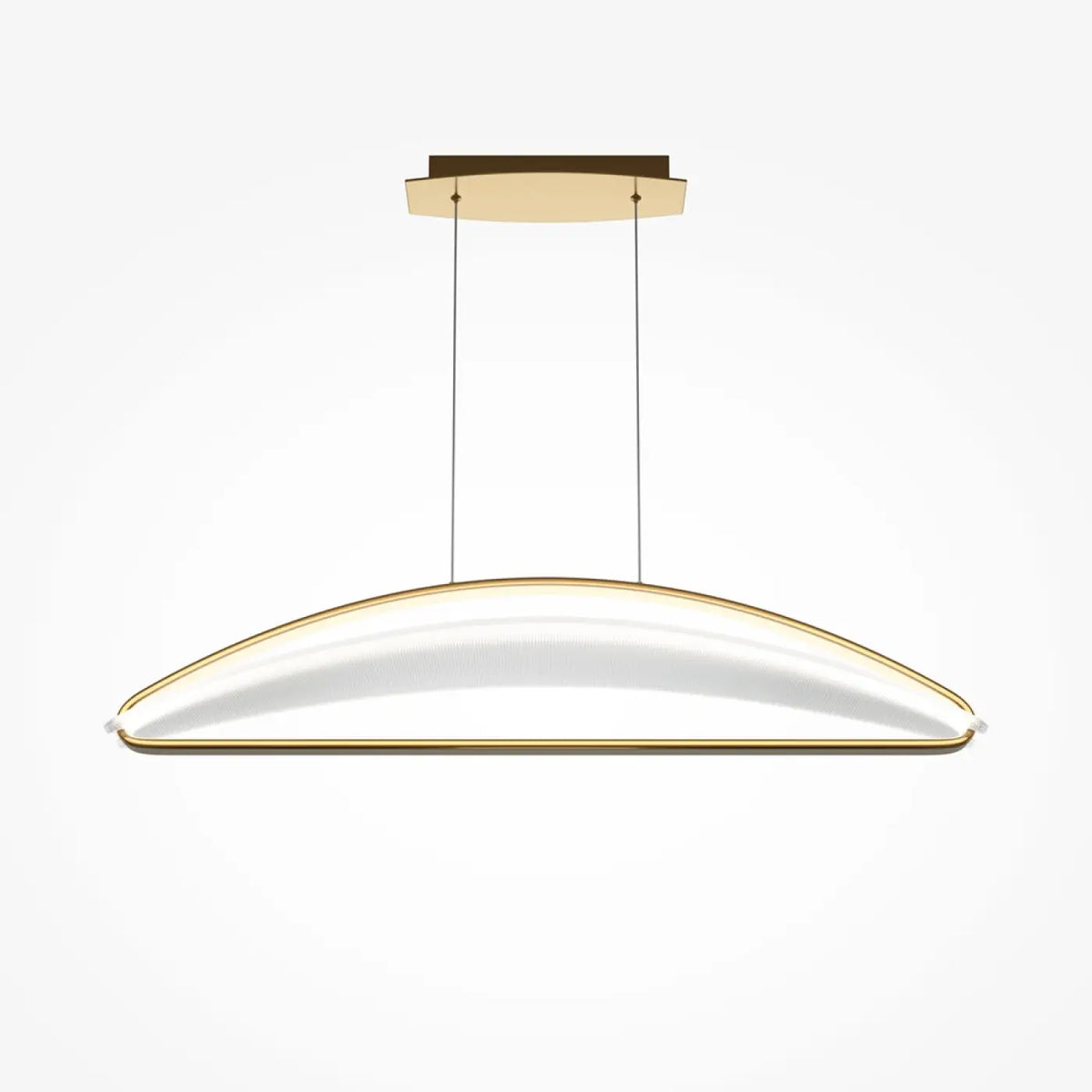 Suspension LED linéaire finition laiton et acrylique, 103 cm