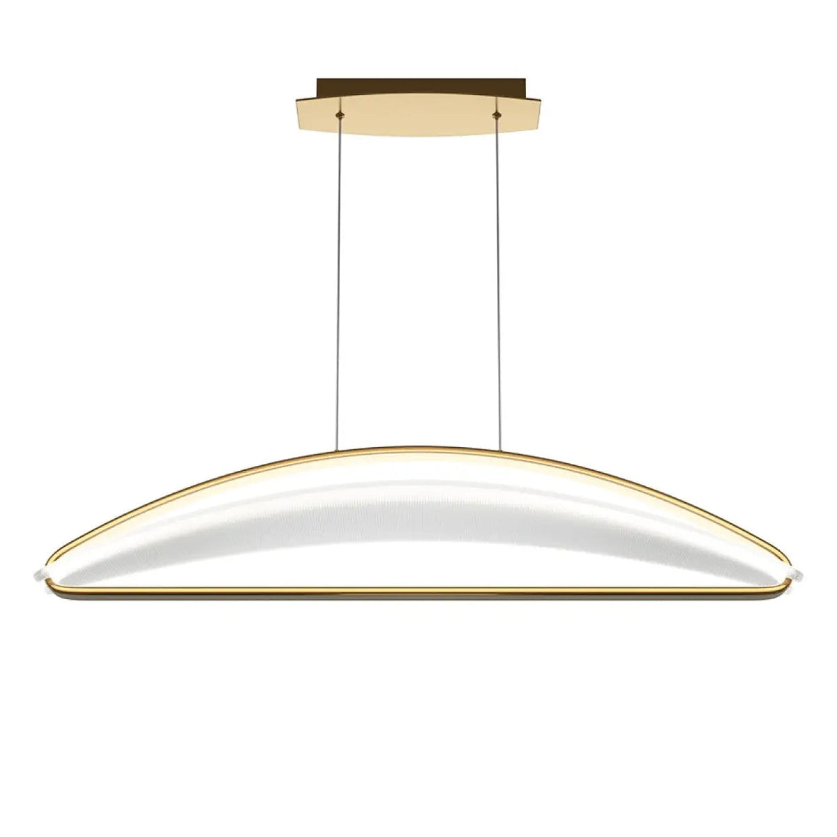 Suspension LED linéaire finition laiton et acrylique, 103 cm