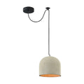 Suspension coupole en béton gris et métal noir, style loft