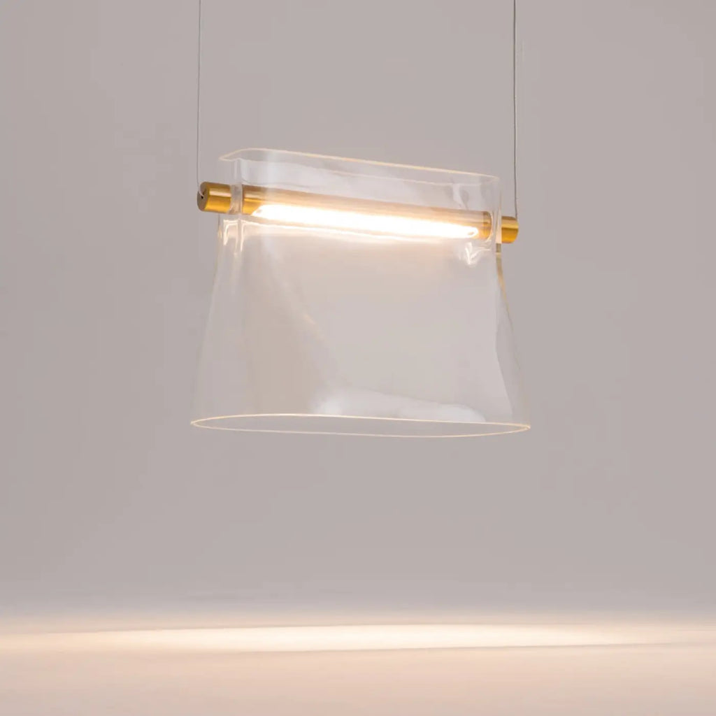 Suspension LED monture finition laiton et abat-jour en verre clair