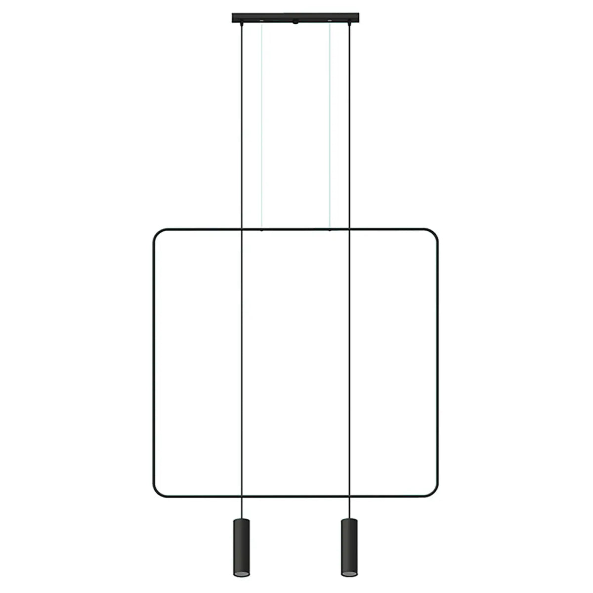Suspension cadre en acier noir à tubes ovales GU10, 1 ou 2