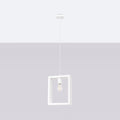 Suspension à cadre carré en bois, ampoule apparente, trois finitions, blanc