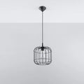 Suspension cage cylindrique en fil d'acier noir, 23 cm